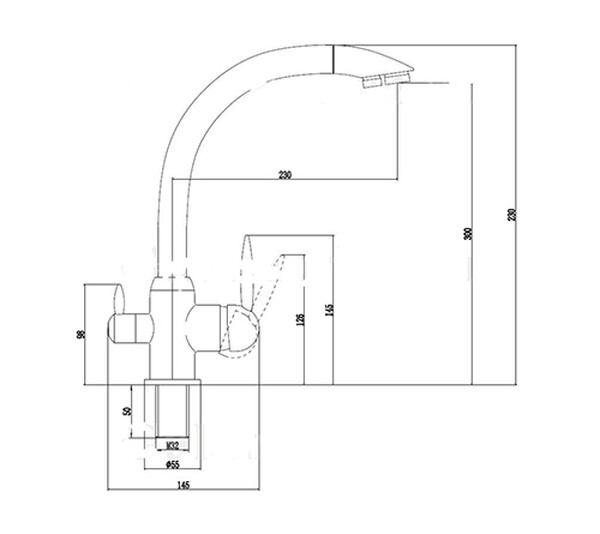 S-L1699С Смеситель Кухня SAVOL под фильтр питьевой воды шар. d=35, на гайке, Бронза ***
