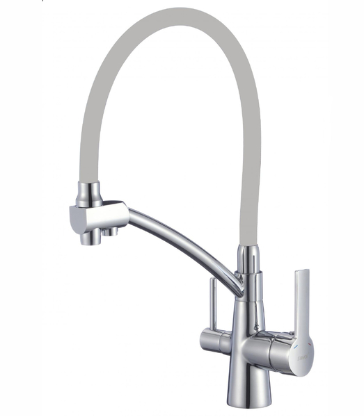 S-L1805-04 Смеситель Кухня SAVOL с фильтром питьевой воды (цвет излива серый) шар. d=35, Хром ***
