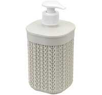 Диспенсер для мыла "Вязание" Белый Ротанг 8,5х8,5х19см ("М-пластика") (М 2239)
