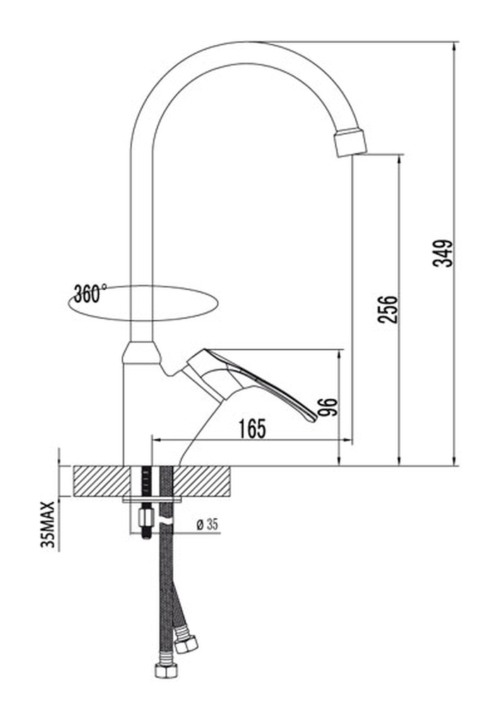 LM3105C Omega Смеситель для кухни с высоким поворотным изливом, хром LEMARK