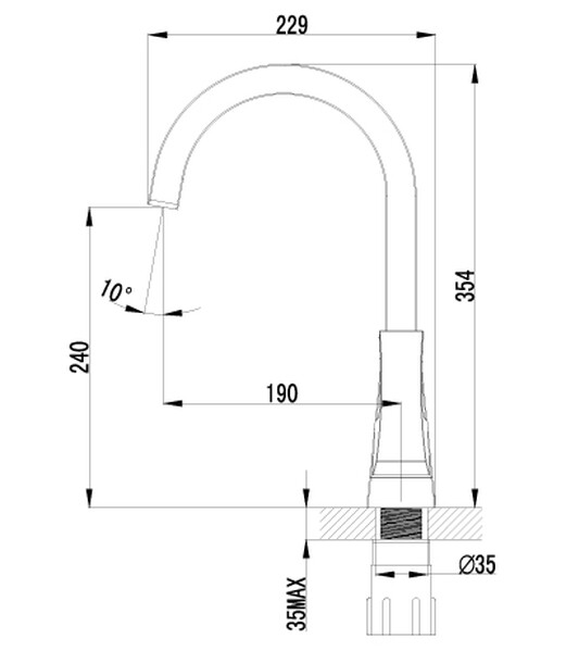 LM4555C Unit Смеситель для кухни с высоким поворотным изливом, хром LEMARK