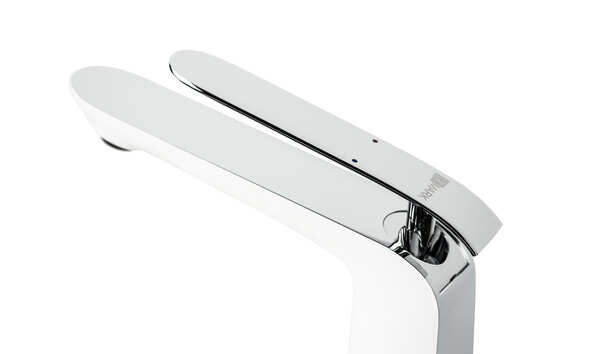 LM4909CW Melange Смеситель для умывальника высокий, монолитный, хром/белый LEMARK