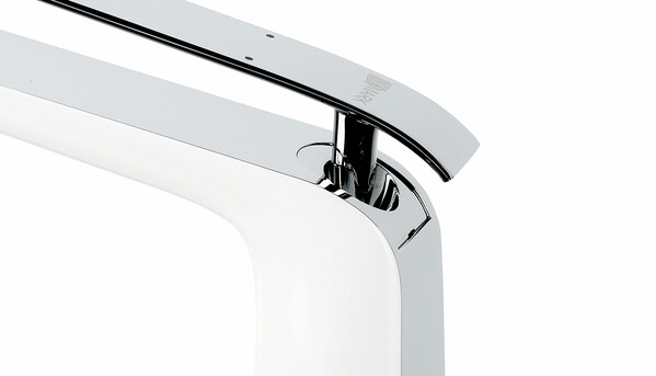 LM4909CW Melange Смеситель для умывальника высокий, монолитный, хром/белый LEMARK