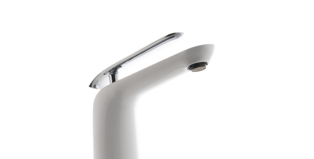 LM4909CW Melange Смеситель для умывальника высокий, монолитный, хром/белый LEMARK