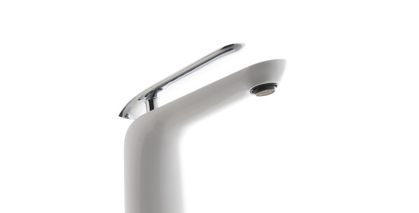 LM4909CW Melange Смеситель для умывальника высокий, монолитный, хром/белый LEMARK