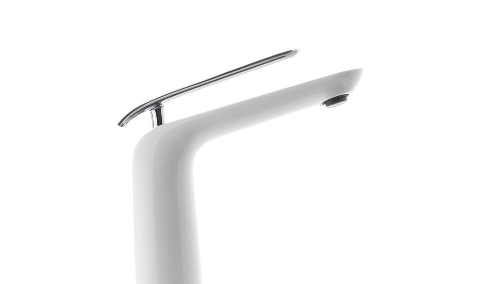 LM4909CW Melange Смеситель для умывальника высокий, монолитный, хром/белый LEMARK