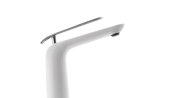 LM4909CW Melange Смеситель для умывальника высокий, монолитный, хром/белый LEMARK