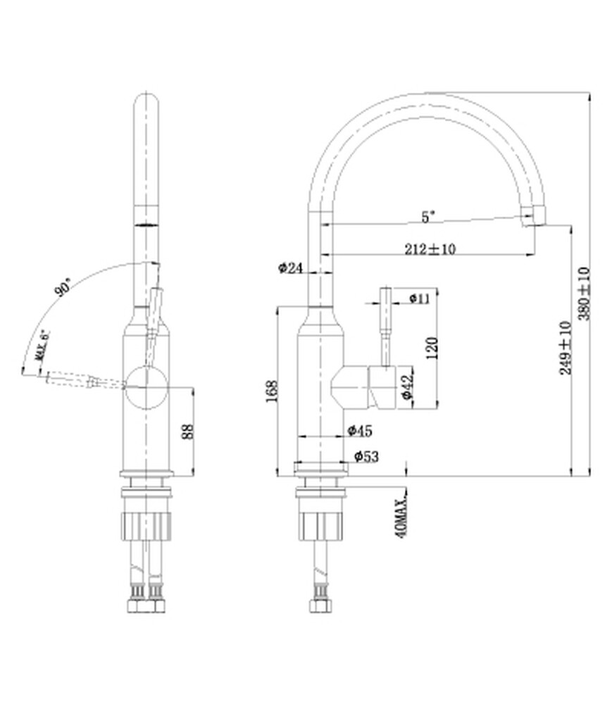 LM5079S Expert Смеситель для кухни с поворотным изливом, сталь LEMARK