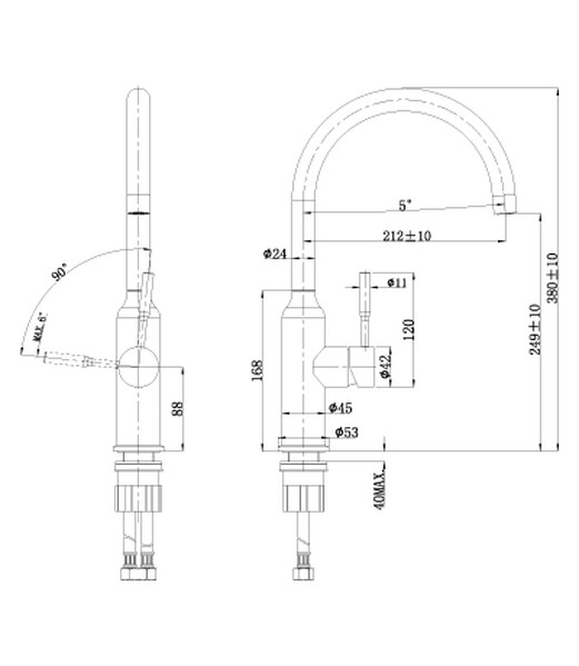 LM5079S Expert Смеситель для кухни с поворотным изливом, сталь LEMARK