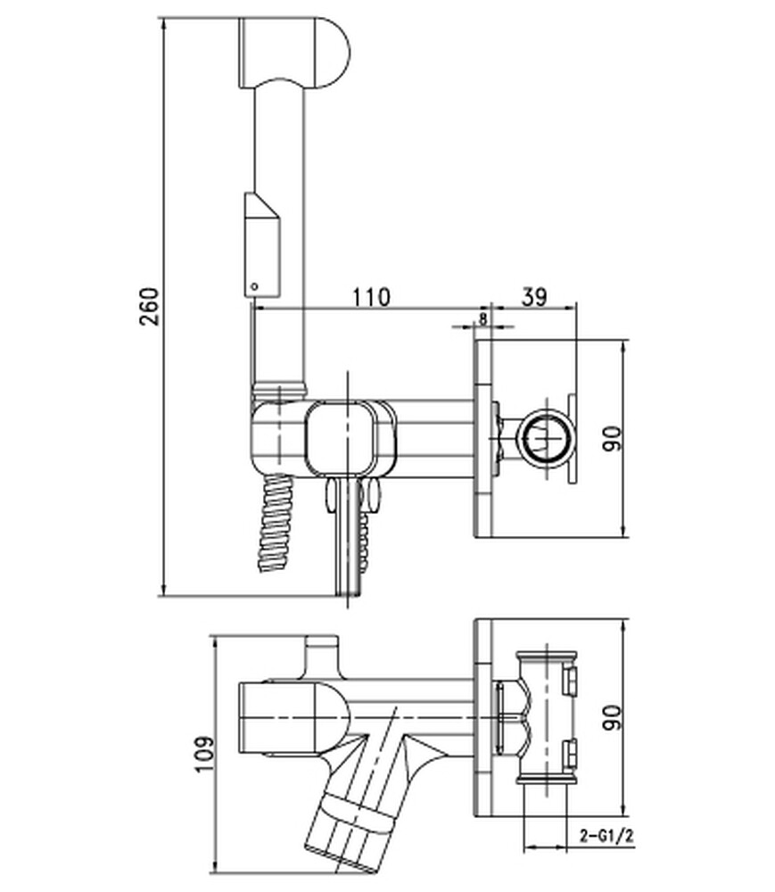 LM7165C Solo Смеситель с гигиеническим душем, встраиваемый, м/к 25мм, шланг 1,5м хром LEMARK
