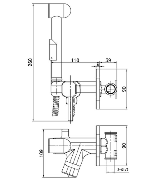 LM7165C Solo Смеситель с гигиеническим душем, встраиваемый, м/к 25мм, шланг 1,5м хром LEMARK