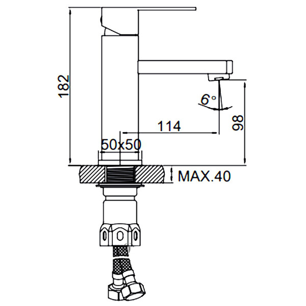 71033В Смеситель Тюльпан LEDEME d-35 НЕРЖАВЕЙКА на гайке (черный)