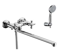 LM2112C Standard Смеситель универс., плоск. излив 350мм, дивертор керам., с аксесс-ми, хром LEMARK