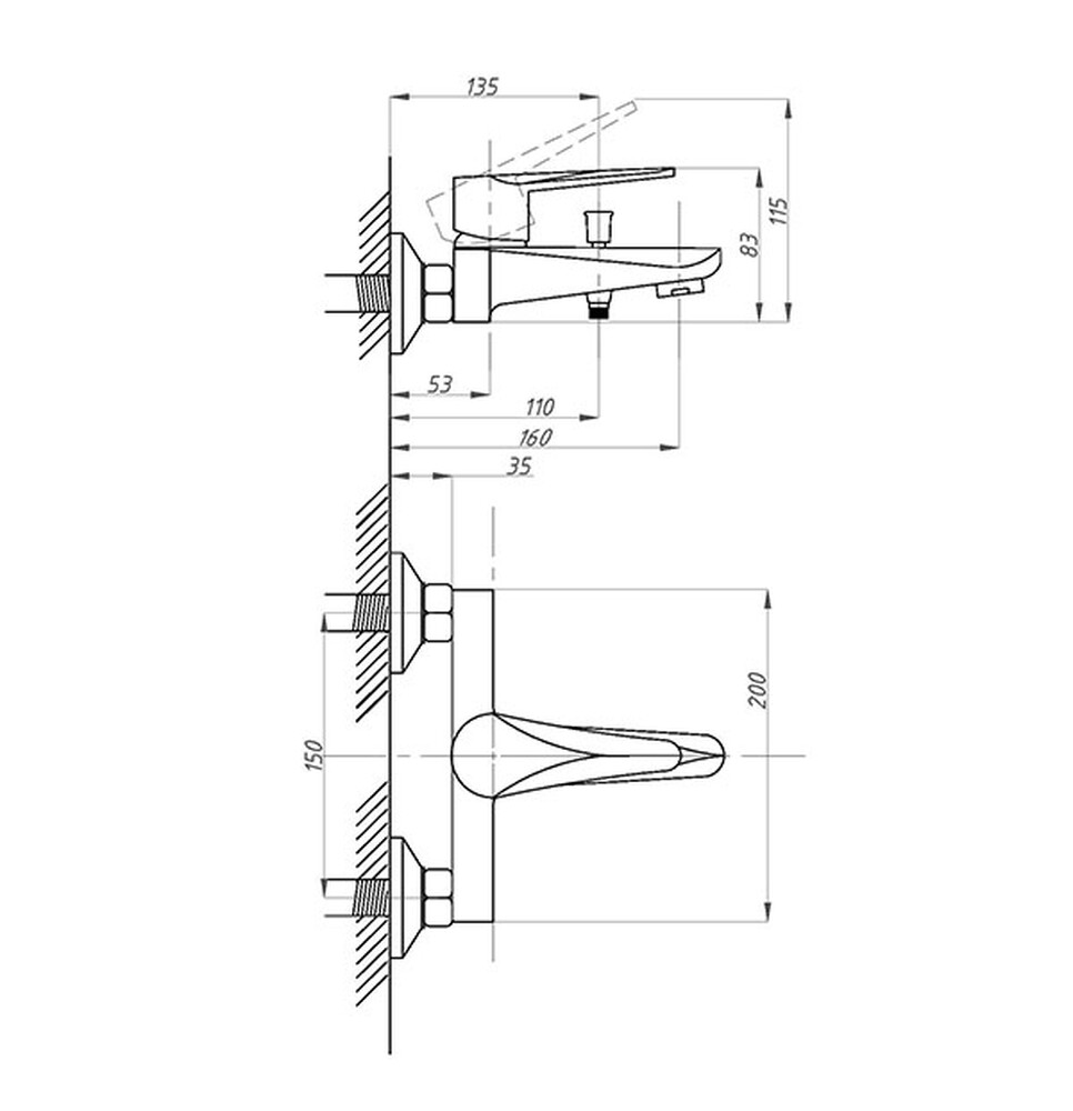 Смеситель для ванны с душем ПСМ-303-1 STEEL НЕРЖ.СТАЛЬ AISI-304 тип См-ВОРНШлА Золото