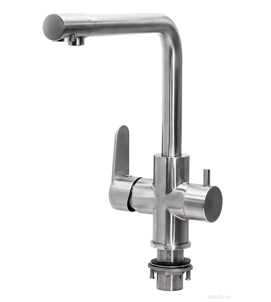 Смеситель для кухни ПСМ-300-22 STEEL НЕРЖ.СТАЛЬ AISI-304 с подключением фильтра тип См-МОЦБА