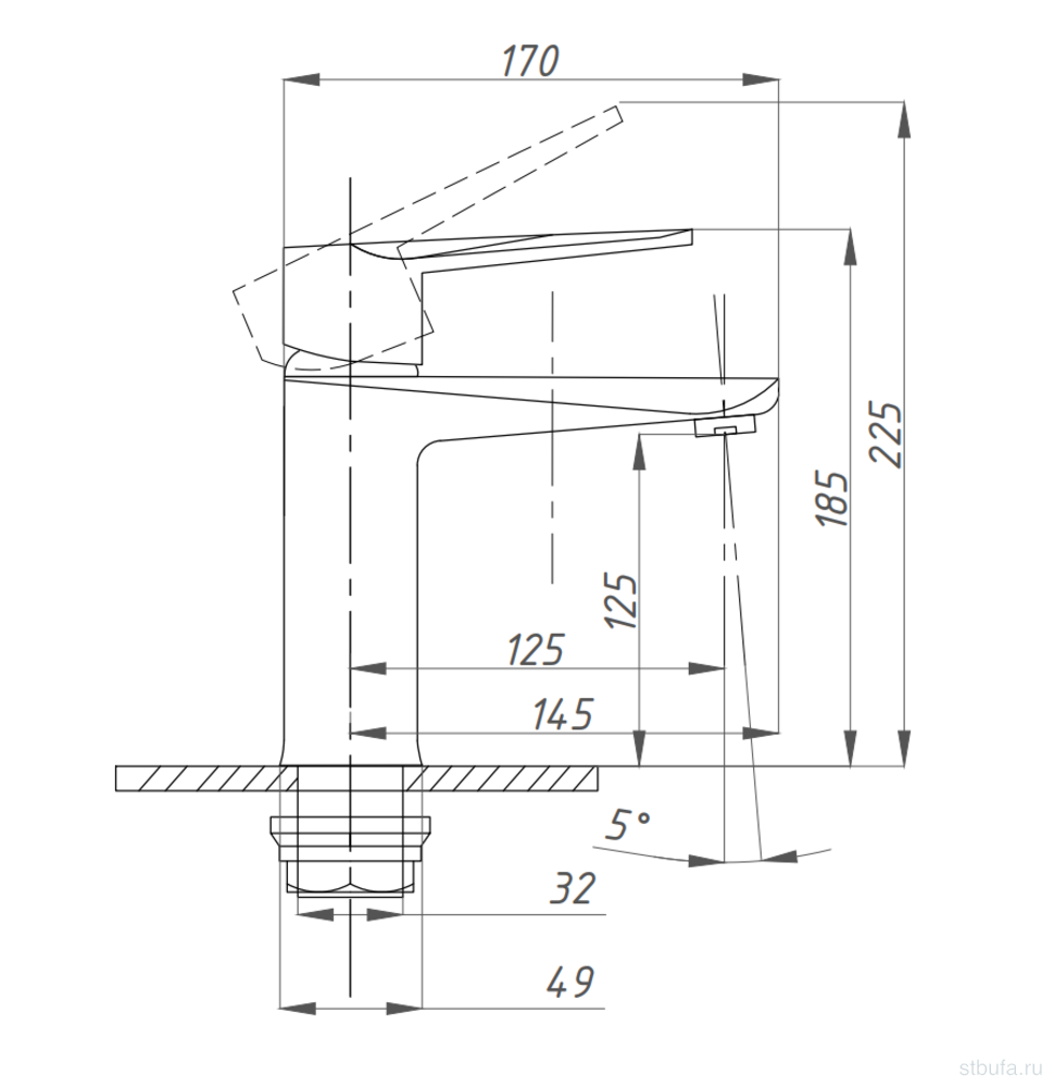 Смеситель для раковины ПСМ 300-5 STEEL НЕРЖ.СТАЛЬ AISI-304 тип См-УмОЦБА