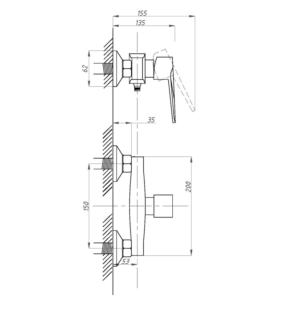 Смеситель с душ. лейкой и шлангом ПСМ 300-4 STEEL НЕРЖ.СТАЛЬ AISI-304 тип См-ДшОНРШлА