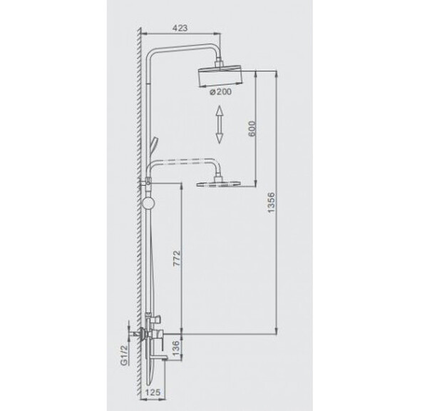 2428 Душевая система Frap с верхним душем и смесителем, хром