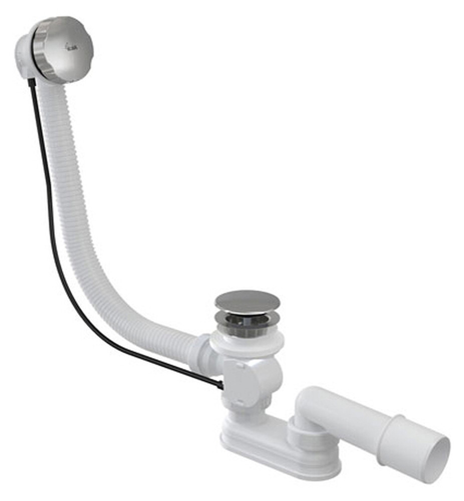 Сифон для ванны (обвязка) ALCAPLAST A55KM (AG210125260) большая заглушка, полуавтомат 60см металл/металл