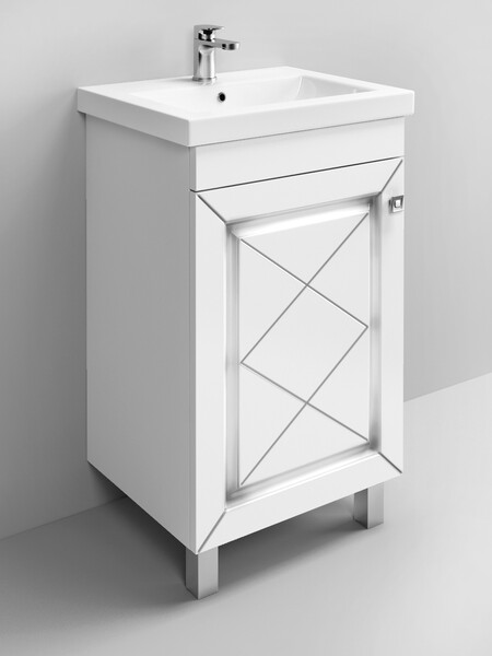 Подстолье SANTREK HOME "Винтаж-50" (Белый с патиной) 1 дверь под умывальник "Como-50" 500х780х380