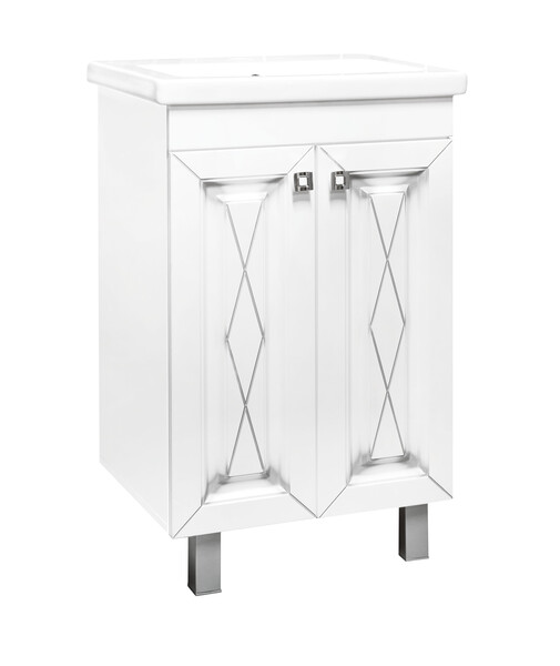 Подстолье SANTREK HOME "Винтаж-50" (Белый с патиной) 2 двери под умывальник "Como-50" 500х780х380