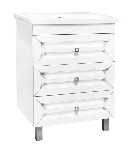 Подстолье SANTREK HOME "Винтаж-60" (Белый с патиной) 3 ящика под умывальник "Como-60" 600х780х430*