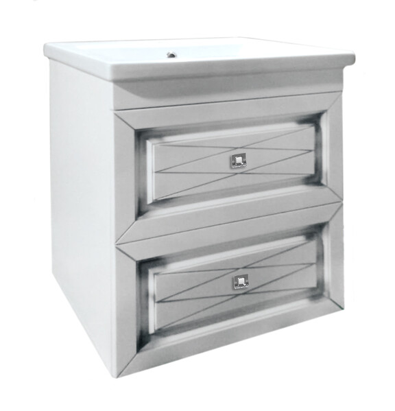 Подстолье SANTREK HOME "Винтаж-60" (Белый с патиной) 2 ящика под умывальник "Como-60" 600х780х430*