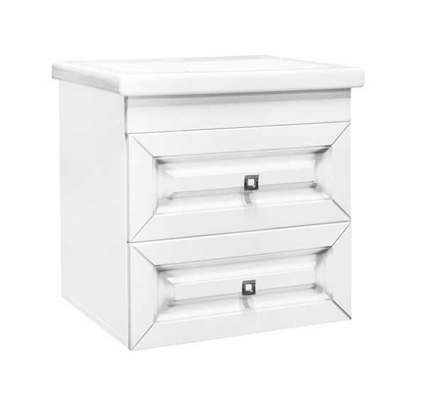 Подстолье подвесное SANTREK HOME "Винтаж-60" (Белый с патиной) 2 ящика под умывальник "Como-60" 600х480х430*