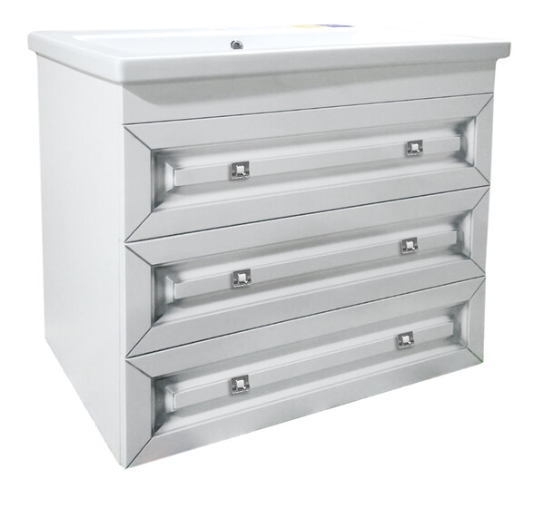 Подстолье SANTREK HOME "Винтаж-80" (Белый с патиной) 3 ящика под умывальник "Como-80" 800х780х430*