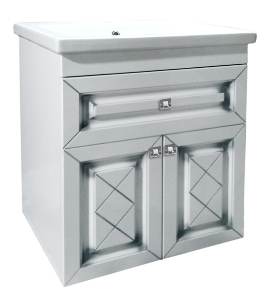 Подстолье SANTREK HOME "Винтаж-80" (Белый с патиной) 2 двери 1 верхний ящик под умывальник "Como-80" 800х780х430