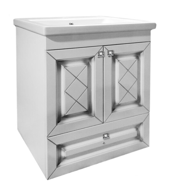 Подстолье SANTREK HOME "Винтаж-80" (Белый с патиной) 2 двери 1 нижний ящик под умывальник "Como-80" 800х780х430*