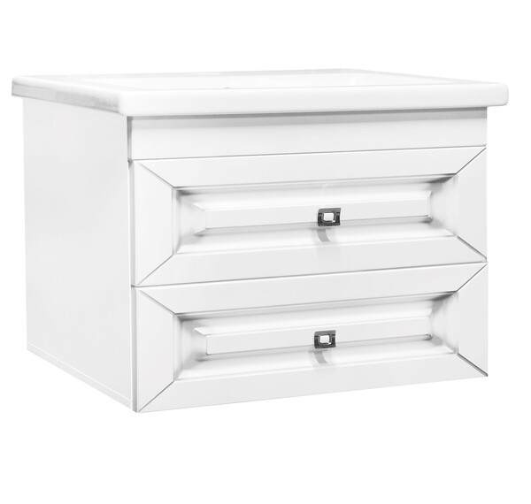 Подстолье подвесное SANTREK HOME "Винтаж-90" (Белый с патиной) 2 ящика под умывальник "Como-90"/"Paola Mario-90" 900х480х430*