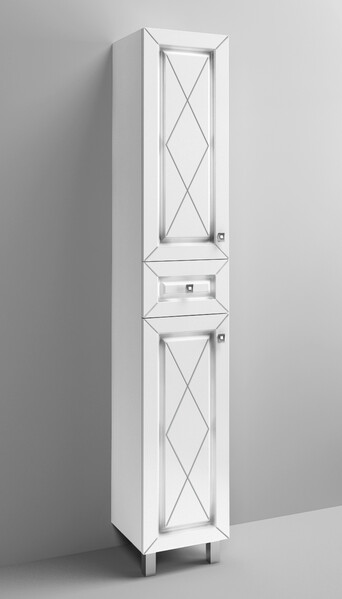 Пенал SANTREK HOME "Винтаж" (Белый с патиной) 2 двери 1 ящик Левый 350х1900х325