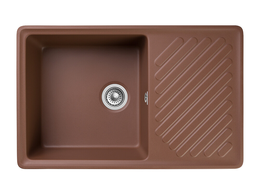 Мойка GRANFEST QUARZ-52 1 чаша+ крыло 760х480 (ТЕРРАКОТ) (без сифона)