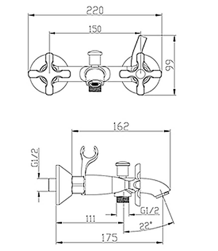 LM5712C Duetto Смеситель для ванны с коротким изливом, хром, LEMARK
