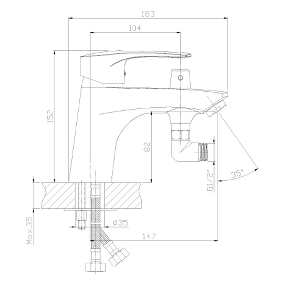 Смеситель на борт ванны шар d40 кор. нос, керамич. переключение, хром ROSSINKA T40-38