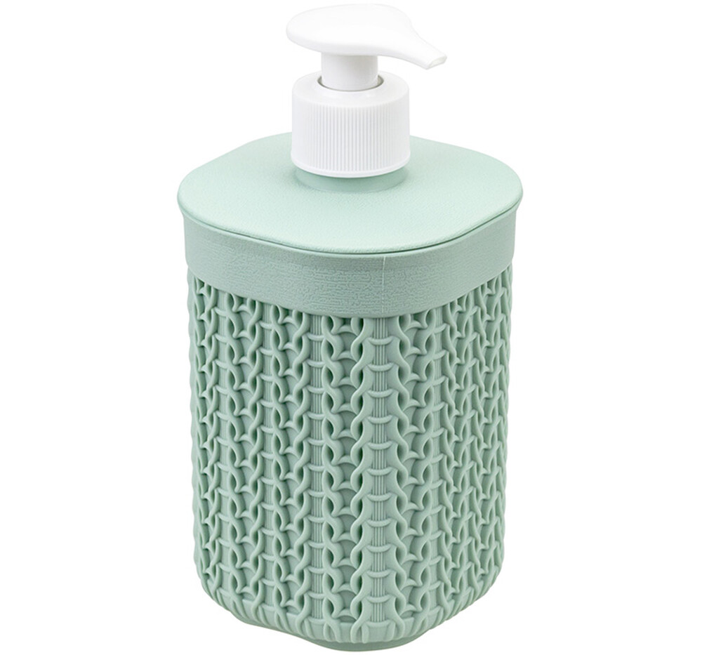 Диспенсер для мыла "Вязание" Фисташковый 8,5х8,5х19см ("М-пластика") (М 2239)