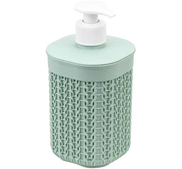Диспенсер для мыла "Вязание" Фисташковый 8,5х8,5х19см ("М-пластика") (М 2239)