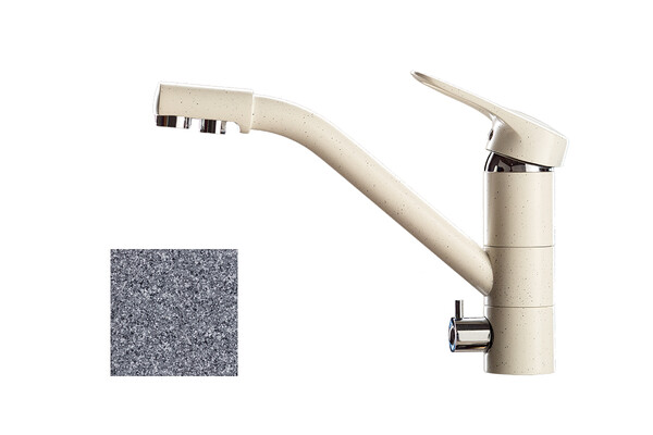 Смеситель Кухня GRANICOM 013 излив с подключением питьевой системы (графит), 40 картридж