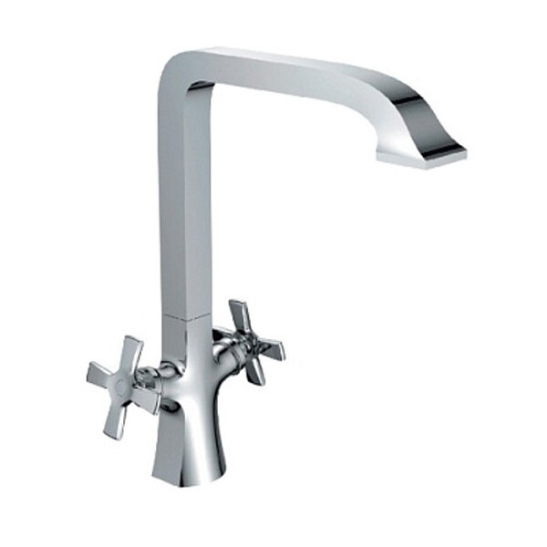 Смеситель Кухня 1/2 м/к Г-образ излив, на гайке, хром ROSSINKA Z02-70U