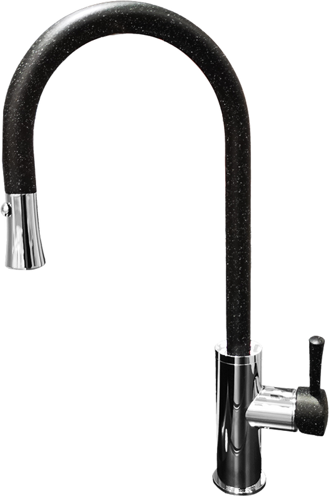 Смеситель Кухня GRANFEST  (7652) d=35 с выдвижной лейкой U - образный  (308-черный)