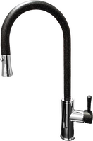 Смеситель Кухня GRANFEST  (7652) d=35 с выдвижной лейкой U - образный  (308-черный)