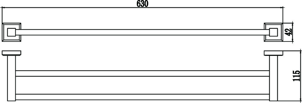 S-609548 Держатель для полотенец прямой (2-ой) 60 см Хром SAVOL ***