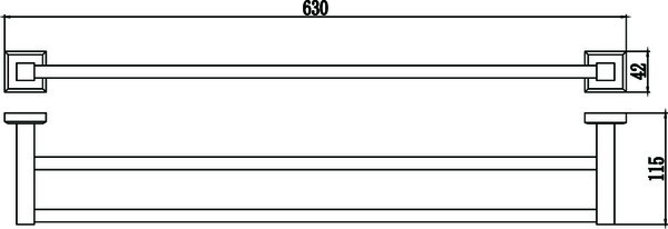 S-609548 Держатель для полотенец прямой (2-ой) 60 см Хром SAVOL ***