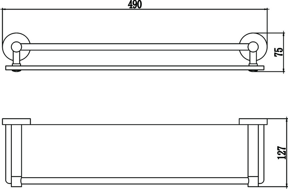 S-508791Полка прямая (стеклянная) 50 см Хром SAVOL ***