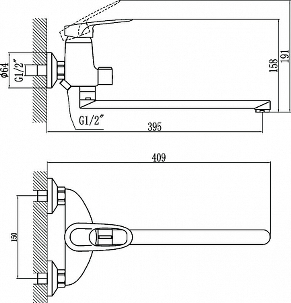 FM2204 Смеситель Ванна Fmark шар. d 40 дл.излив Хром
