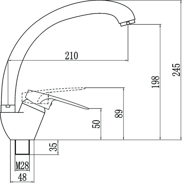 FM4104 Смеситель Кухня Fmark шар. d 40 на гайке, бок.ручка Хром