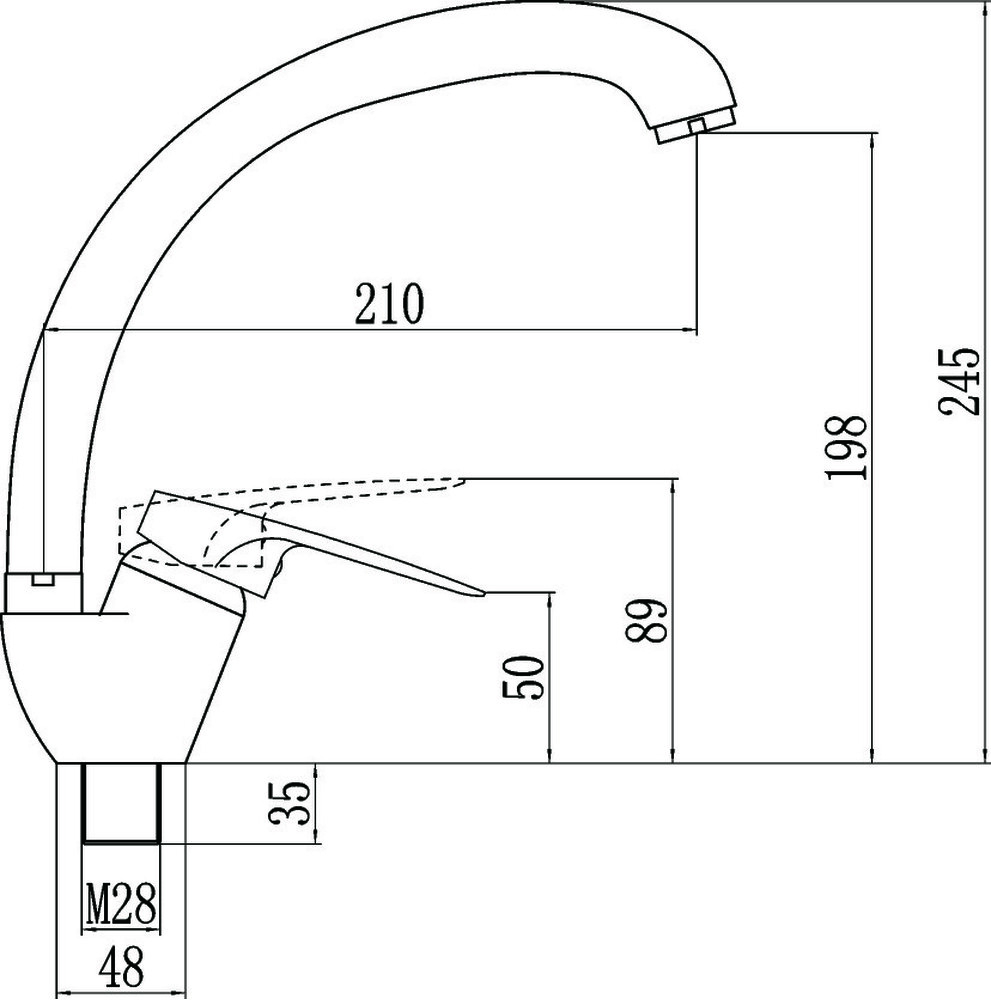 FM4104W Смеситель Кухня Fmark шар. d 40 на гайке, бок.ручка Белый
