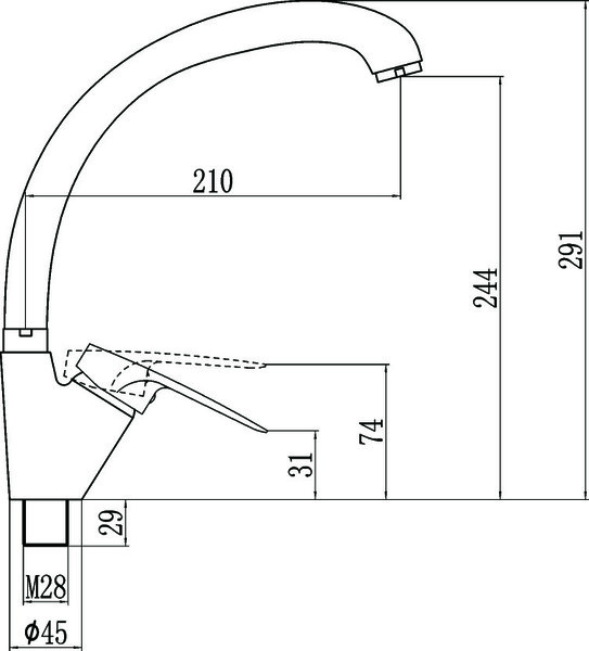 FM4166W Смеситель Кухня Fmark шар. d на гайке, бок.ручка Белый