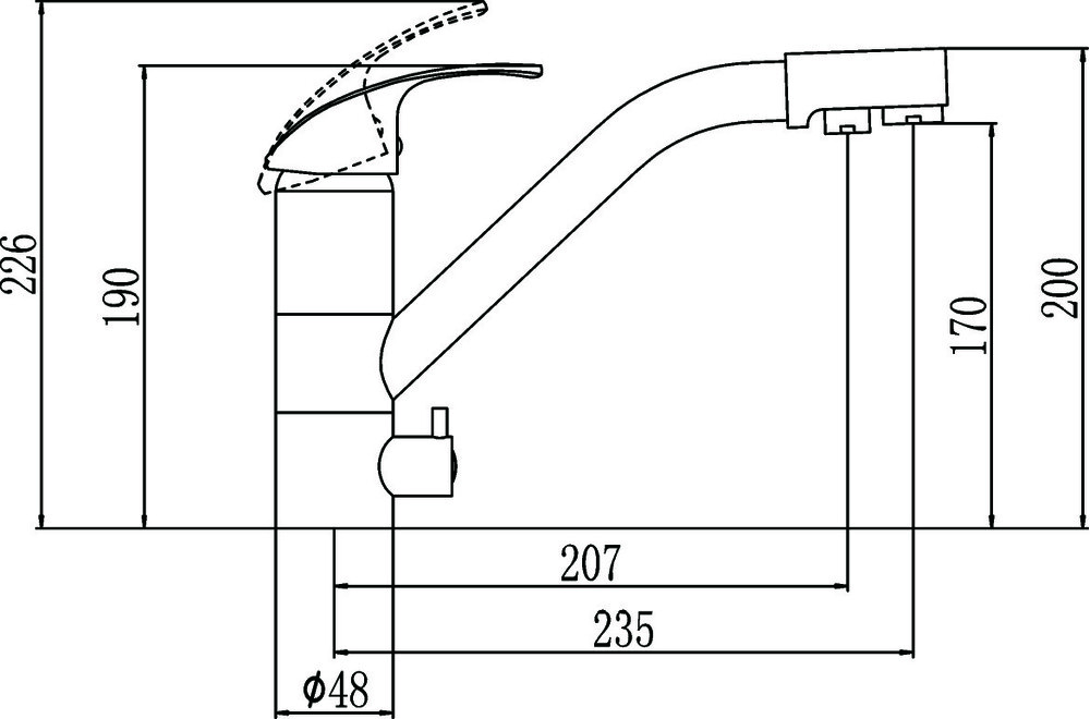 S-L1321L Смеситель Кухня под фильтр питьевой воды, на шпильке, шар.d 40. Сатин